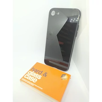 Iphone 7-8 Fekete szilikon üveg háttal 
