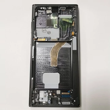SM-S908 (S22 Ultra 2022) Fekete gyári kijelző (kamera+hangszóró)