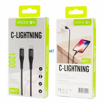 Green On  USB-C To USB Lightning kábel 1.2M -FEKETE-