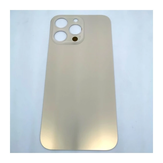 Iphone 14 Pro Max akkufedél hátlap + ragasztó - Arany nagy lyukú - A+
