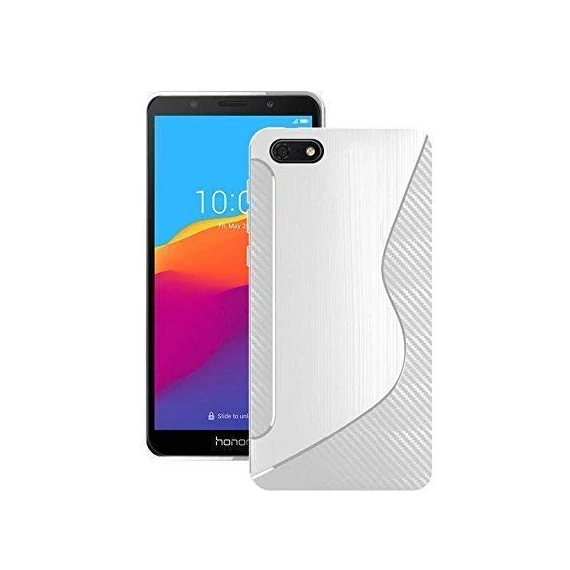 Huawei Y5 2018, Honor 7S S-line karbon mintás szilikon tok-áttetsző-
