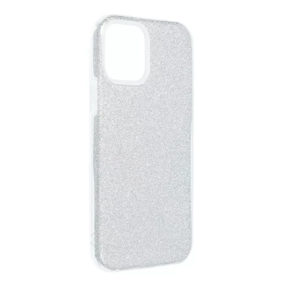 iPhone 13 (6,1") szilikon tok, csillámos, hátlap tok, ezüst