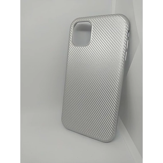 Iphone 11 ezüst karbon mintás szilikon tok