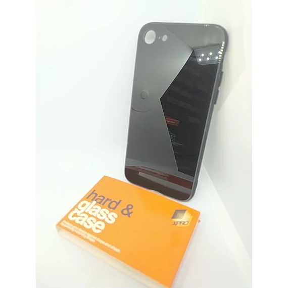 Iphone 7-8 Fekete szilikon üveg háttal 
