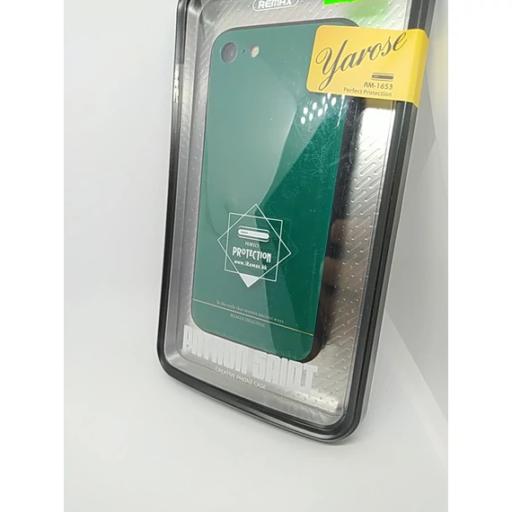 Iphone 7-8 REMAX kemény szilikon tok (üveg hátlap) ZÖLD