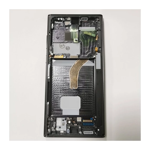 SM-S908 (S22 Ultra 2022) Fekete gyári kijelző (kamera+hangszóró)