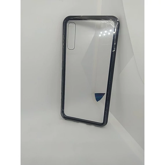 Samsung A50 alumínium telefonvédő ( üveg hátlap, mágneses keret) FEKETE