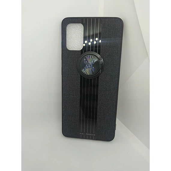 Samsung A51 szilikon tok ( közepesen ütésálló, tartó gyűrűvel, fémlemez, textil minta)
