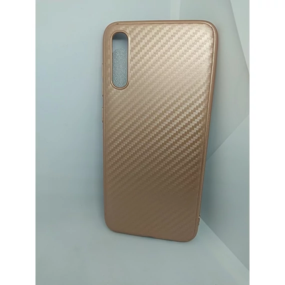 Samsung A70 szilikon telefonvédő ( karbon minta) Rozéarany